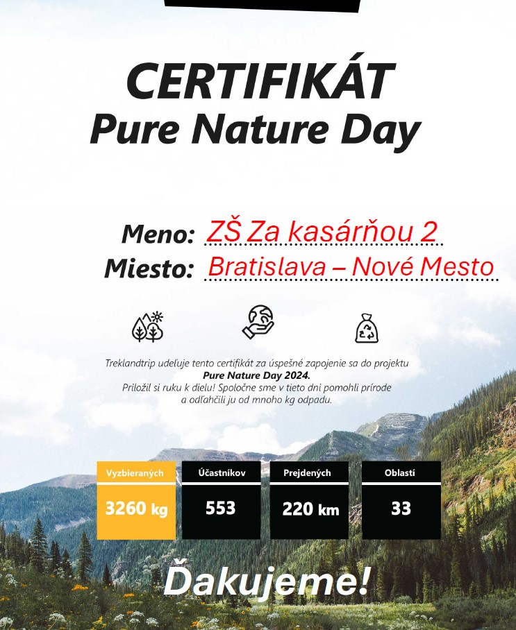 Certifikat Pure nature day